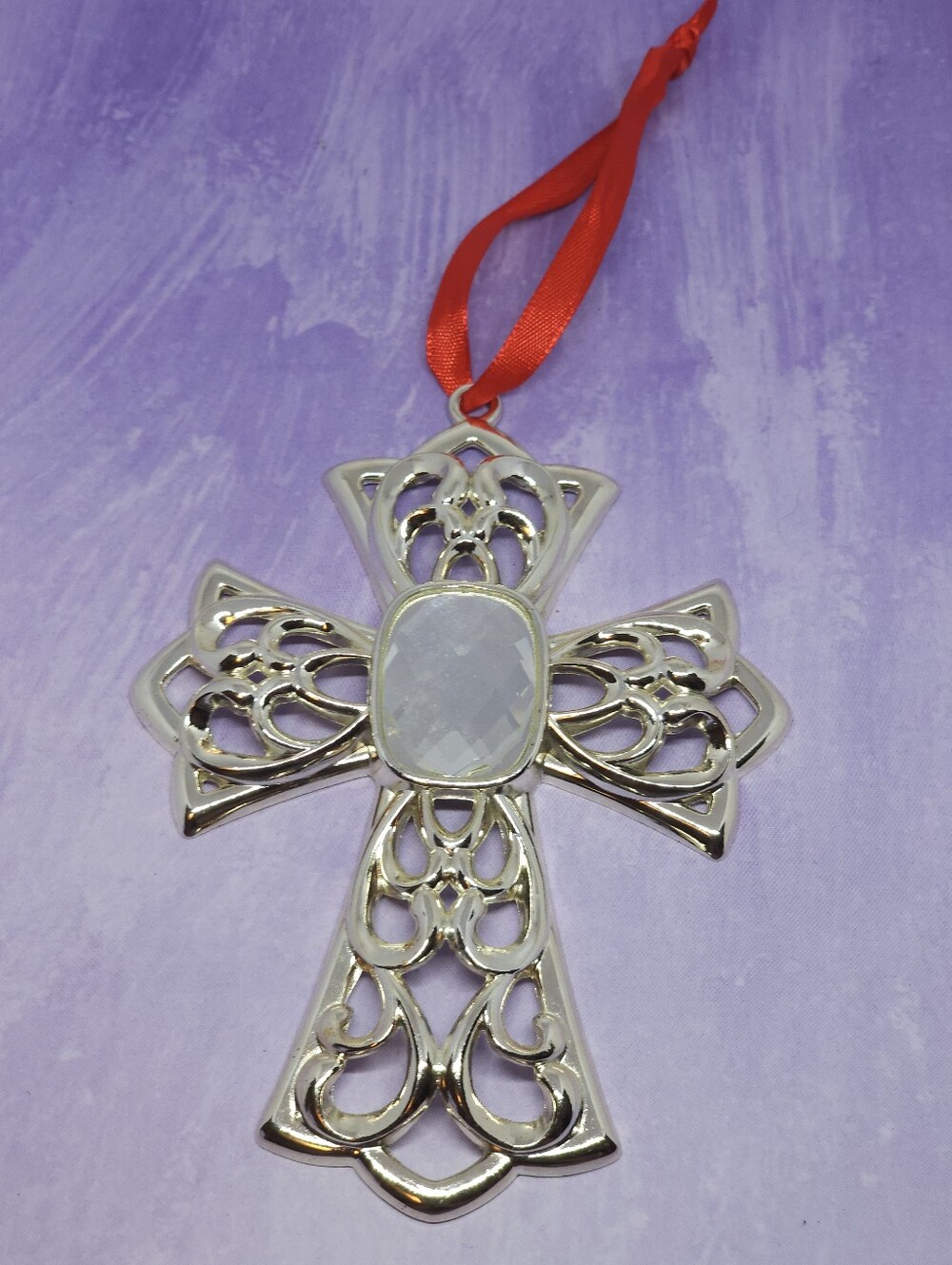 Lenox Bejeweled Silverplate Cross Ornament